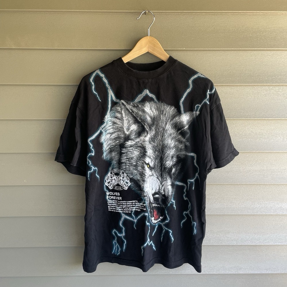 Darc Sport Wolves Club Men's S Black Graphic Crew Neck Short Sleeve Tee Limited